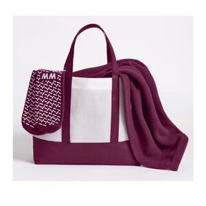 Coming Soon!  Elegant Burgundy and White Throw Bag nwt 2 pc set